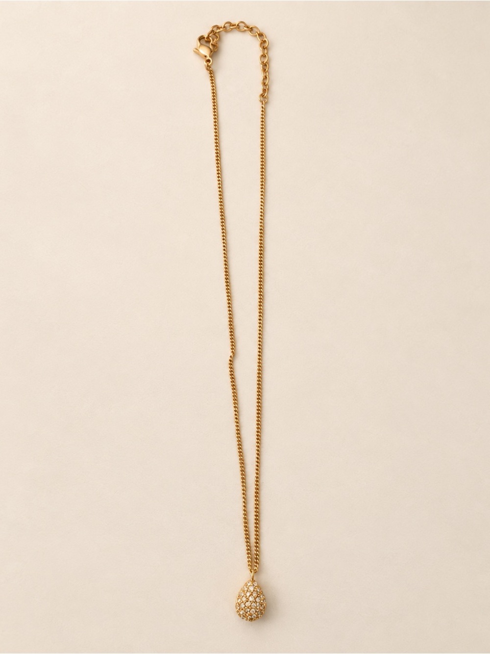 Vintage Christian Dior Crystal Teardrop Pendant Necklace